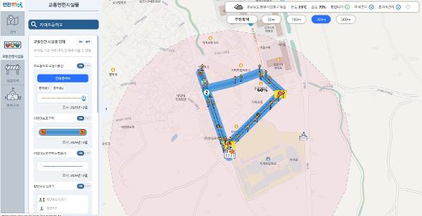 학교 후문 주차장 자가용 등하교 유도선 설치